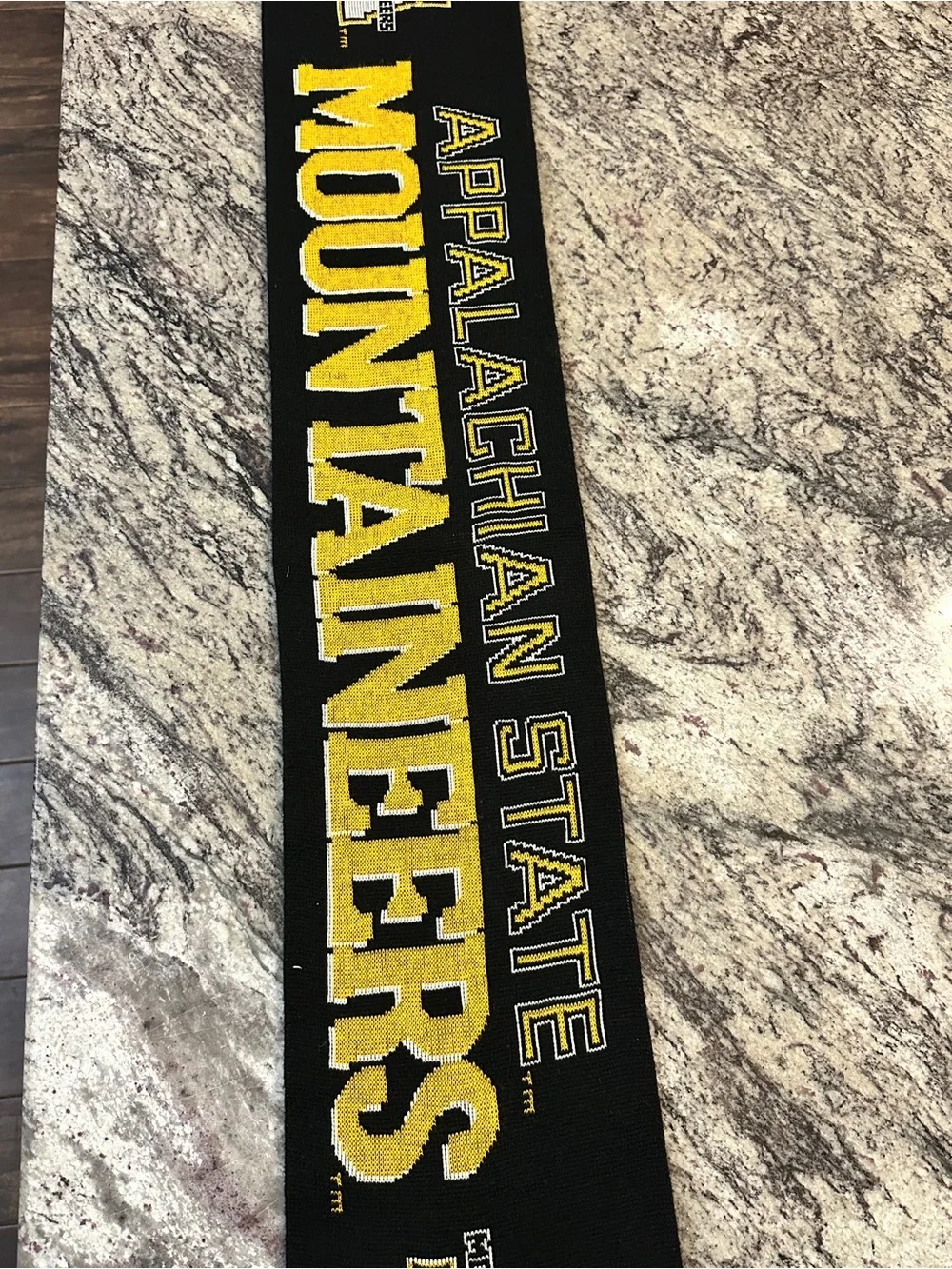 Appalachian State Mountaineers Knit Scarf Black Yellow Fringe NCAA College